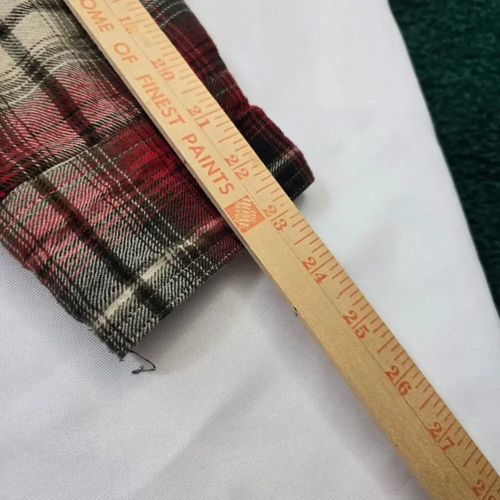 Vintage 80s Red Plaid Sherpa Lined Quilted Shacket Jacket Men's Outdoor Chore L